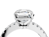 White gold Asscher Solitaire Diamond with Pavé Band and Four-Prong Setting_27