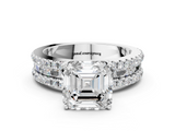 White gold Asscher Solitaire Diamond with Pave and Channel Set Band_19