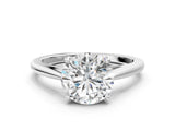 White gold Asscher Solitaire Engagement Ring with Four-Prong Setting and Classic Band