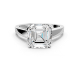 White gold Asscher Solitaire Engagement Ring with Four-Prong Setting and Tapered Band_31