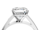 White gold Asscher Solitaire Engagement Ring with Four-Prong Setting and Tapered Band_54