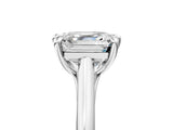 White gold Asscher Solitaire Engagement Ring with Six-Prong Setting and Classic Band
