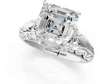 White gold Asscher Solitaire Filigree Engagement Ring with Halo and Prong Setting_23