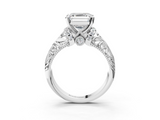 White gold Asscher Solitaire Filigree Engagement Ring with Halo and Prong Setting_26
