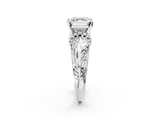 White gold Asscher Solitaire Filigree Engagement Ring with Halo and Prong Setting_26