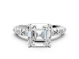 White gold Asscher Solitaire Floral Milgrain Engagement Ring_31