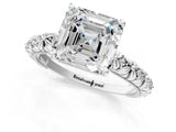 White gold Asscher Solitaire Floral Milgrain Engagement Ring_32