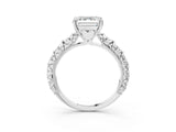 White gold Asscher Solitaire Floral Milgrain Engagement Ring_34