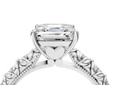 White gold Asscher Solitaire Floral Milgrain Engagement Ring_35