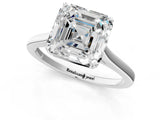 White gold Asscher Solitaire Heart Prong Engagement Ring with Tapered Band_88