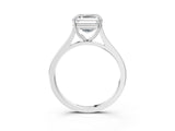 White gold Asscher Solitaire Heart Prong Engagement Ring with Tapered Band_92