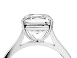 White gold Asscher Solitaire Heart Prong Engagement Ring with Tapered Band_93