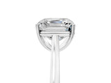 White gold Asscher Solitaire Heart Prong Engagement Ring with Tapered Band_94