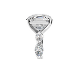 White gold Asscher Solitaire Marquise Side Stone Prong Setting Ring_12