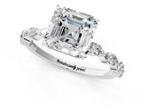 White gold Asscher Solitaire Marquise Side Stone Prong Setting Ring_8