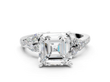 White gold Asscher Solitaire Marquise Twist Band with Six-Prong Setting_11