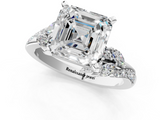 White gold Asscher Solitaire Marquise Twist Band with Six-Prong Setting_12
