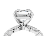 White gold Asscher Solitaire Milgrain Diamond Engagement Ring with Bezel and Marquise Band_10