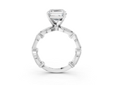 White gold Asscher Solitaire Milgrain Diamond Engagement Ring with Bezel and Marquise Band_9