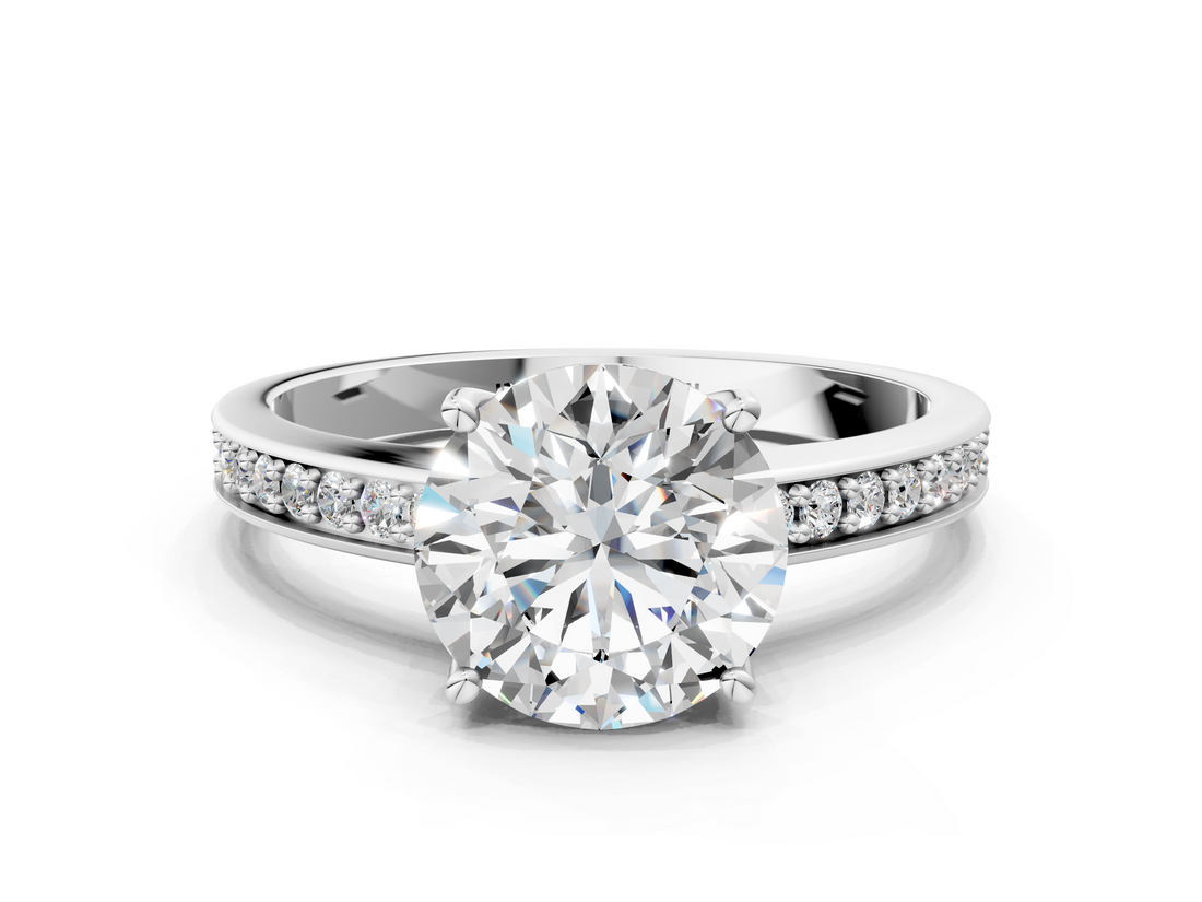 White gold Asscher Solitaire Pavé Band Prong Setting Ring_6