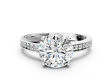 White gold Asscher Solitaire Pavé Band Prong Setting Ring_6