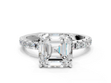 White gold Asscher Solitaire Pavé Band with Four-Prong Setting_26