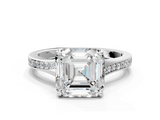 White gold Asscher Solitaire Pavé Band with Four-Prong Setting_56