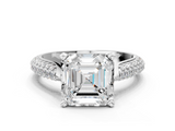 White gold Asscher Solitaire Pavé Diamond Engagement Ring with Four-Prong Setting_22