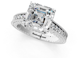 White gold Asscher Solitaire Pavé Diamond Milgrain Engagement Ring with Four-Prong Setting_4
