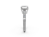 White gold Asscher Solitaire Pavé Diamond Milgrain Engagement Ring with Four-Prong Setting_5