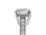White gold Asscher Solitaire Pavé Diamond Milgrain Engagement Ring with Four-Prong Setting_8