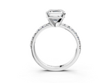 White gold Asscher Solitaire Pave Diamond Engagement Ring with Four-Prong Setting_11