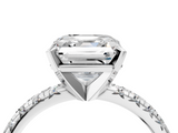 White gold Asscher Solitaire Pave Diamond Engagement Ring with Four-Prong Setting_12