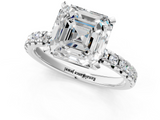 White gold Asscher Solitaire Pave Diamond Engagement Ring with Four-Prong Setting_9