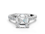 White gold Asscher Solitaire Pave Diamond Engagement Ring with Prong Setting_23