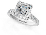 White gold Asscher Solitaire Pave Diamond Engagement Ring with Prong Setting_24