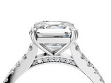 White gold Asscher Solitaire Pave Diamond Engagement Ring with Prong Setting_27