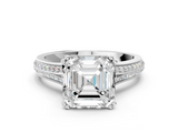 White gold Asscher Solitaire Pave Split Shank Engagement Ring with Six-Prong Setting_29
