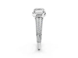 White gold Asscher Solitaire Pave Split Shank Ring with Four-Prong Setting_11