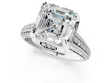 White gold Asscher Solitaire Pave Split Shank Ring with Four-Prong Setting_70