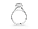White gold Asscher Solitaire Pave Split Shank Ring with Four-Prong Setting_72