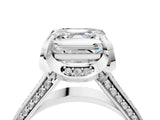 White gold Asscher Solitaire Pave Split Shank Ring with Four-Prong Setting_73