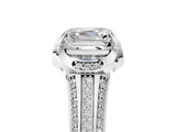 White gold Asscher Solitaire Pave Split Shank Ring with Four-Prong Setting_74