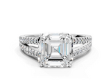 White gold Asscher Solitaire Split Shank Pavé Diamond Engagement Ring_29