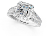 White gold Asscher Solitaire Split Shank Pavé Diamond Engagement Ring_30