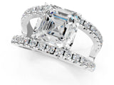 White gold Asscher Solitaire Split Shank Pave Diamond Ring_52