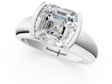 White gold Asscher Solitaire Tension Set Diamond Ring with Wide Band_38