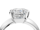White gold Asscher Solitaire Tension Set Diamond Ring with Wide Band_41