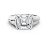 White gold Asscher Solitaire Tension Set Diamond Ring_54