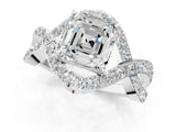 White gold Asscher Solitaire Twist Band Pavé Diamond Engagement Ring_21